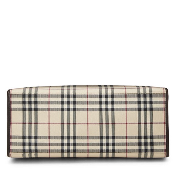 New! BURBERRY Brown House Check Canvas Tote, Iconic Plaid with Leather Handles - Picture 5 of 8